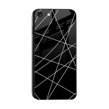 Geomatric Black sleek iphone 7 cover with tempered glass back and TPU edges