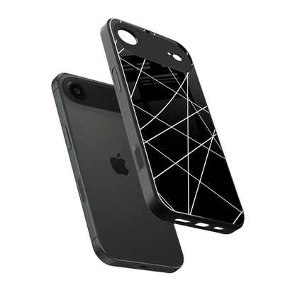 Geomatric Black sleek iphone air cover with tempered glass back and TPU edges