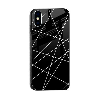 Geomatric Black sleek iphone xs cover with tempered glass back and TPU edges