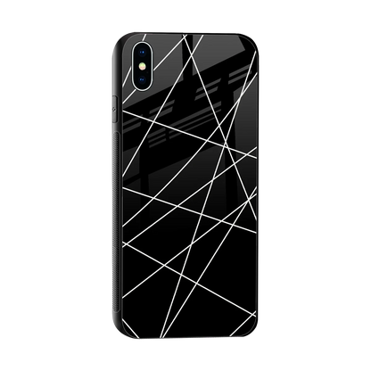 Geomatric Black sleek iphone xs max cover with tempered glass back and TPU edges