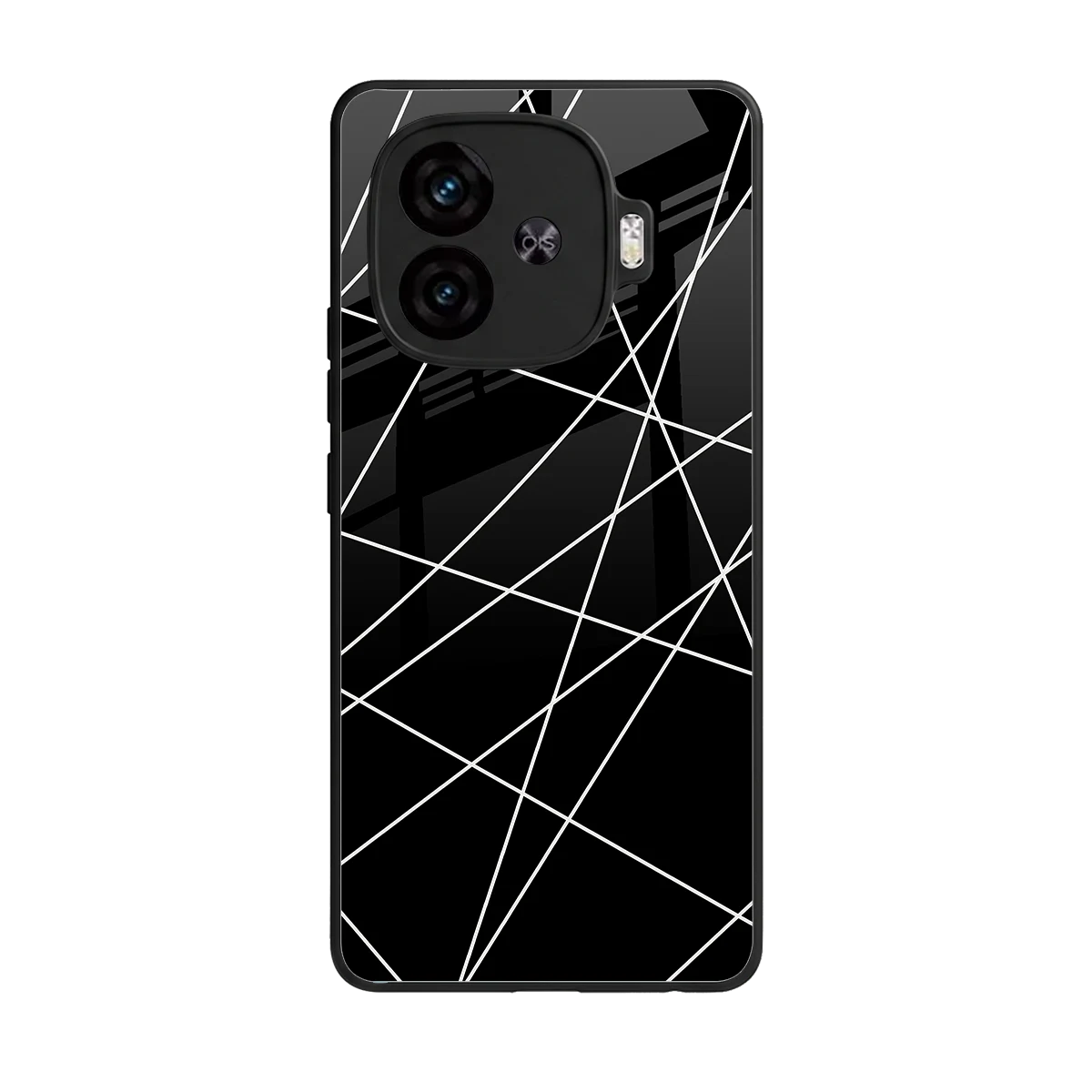 Geomatric Black back phone cover | glass case for iqoo neo 10r 5g