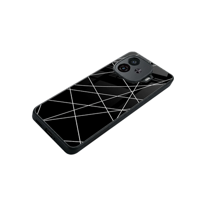 Geomatric Black stylish phone case for iqoo neo 10r 5g | glossy glass and slim fit