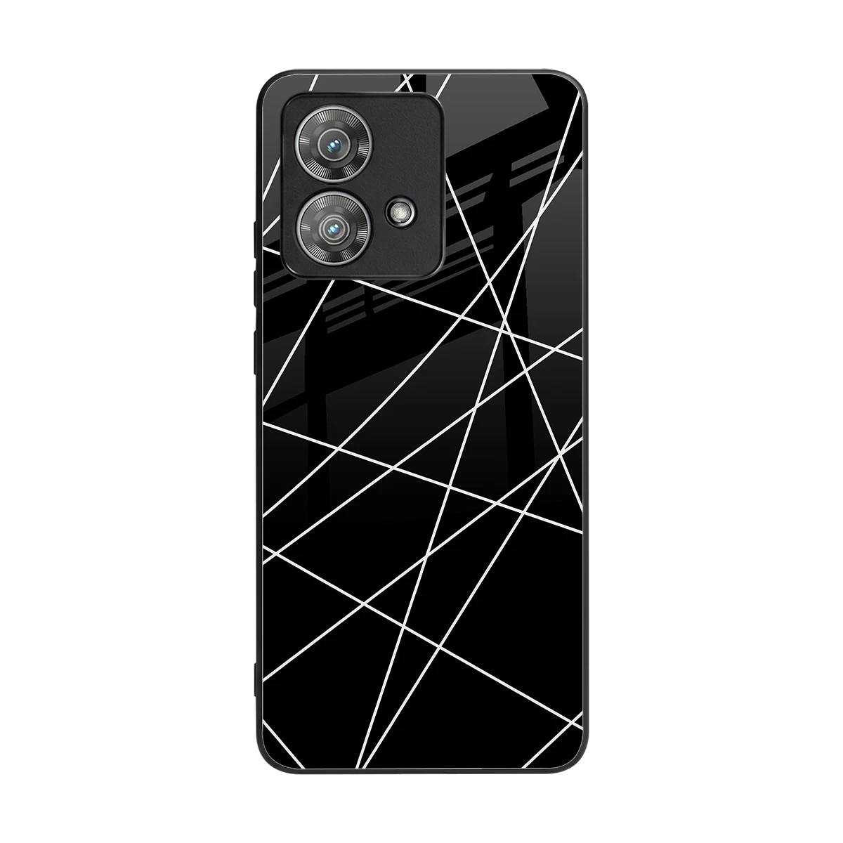 Geomatric Black back phone cover | glass case for motorola edge 40 neo 5g