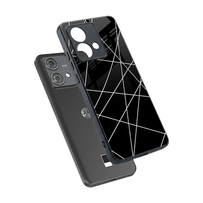Geomatric Black sleek motorola edge 40 neo 5g cover with tempered glass back and TPU edges