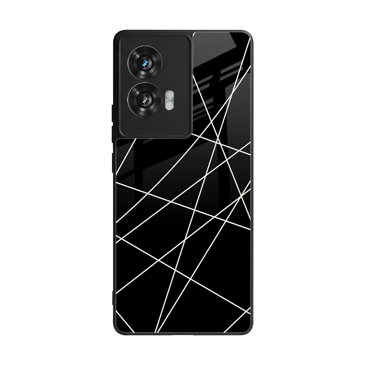 Geomatric Black back phone cover | glass case for motorola edge 50 fusion