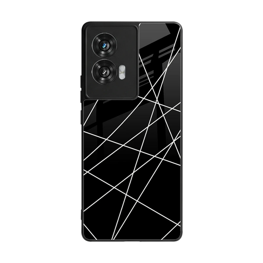 Geomatric Black back phone cover | glass case for motorola edge 50 fusion