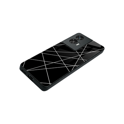 Geomatric Black stylish phone case for motorola edge 50 fusion | glossy glass and slim fit