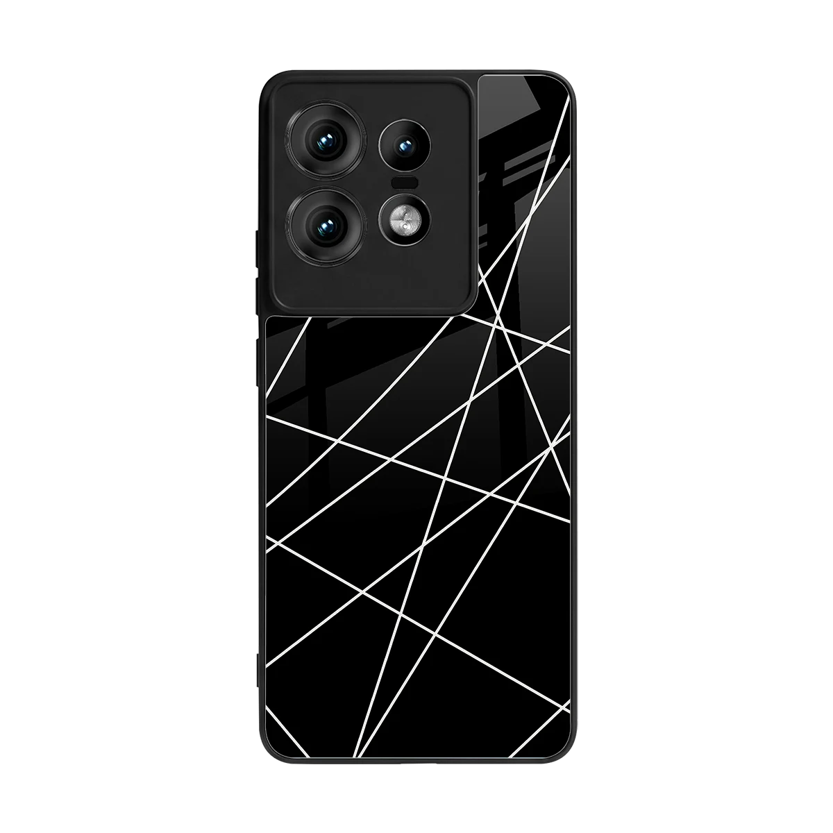 Geomatric Black back phone cover | glass case for motorola edge 50 pro