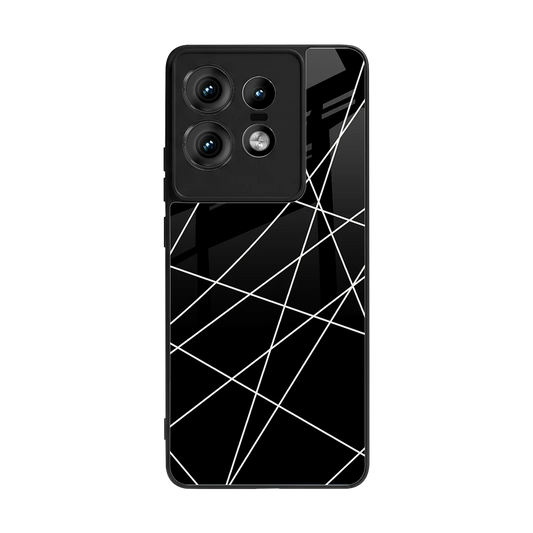 Geomatric Black back phone cover | glass case for motorola edge 50 pro