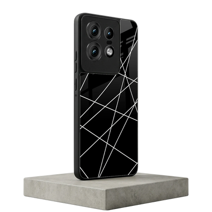 Geomatric Black motorola edge 50 pro mobile cover | shockproof glass phone case