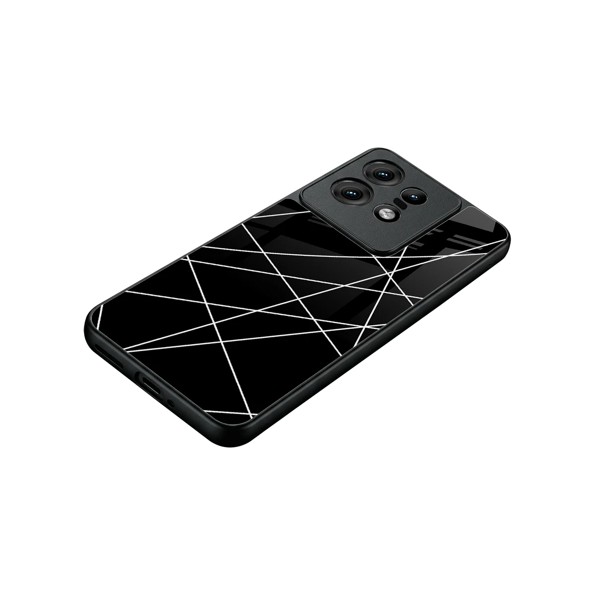 Geomatric Black stylish phone case for motorola edge 50 pro | glossy glass and slim fit