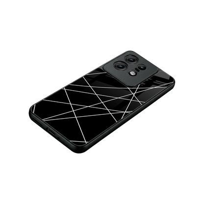 Geomatric Black stylish phone case for motorola edge 50 pro | glossy glass and slim fit