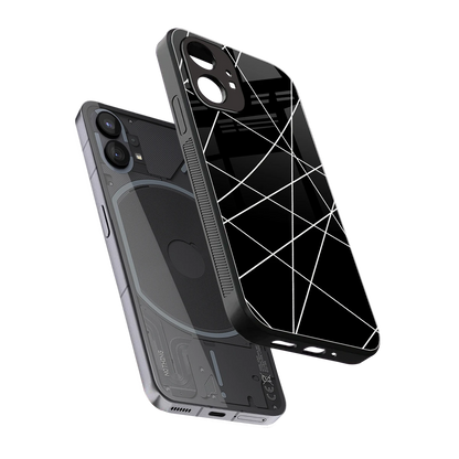 Geomatric Black sleek nothing phone 1 cover with tempered glass back and TPU edges