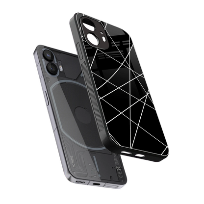 Geomatric Black sleek nothing phone 2 cover with tempered glass back and TPU edges