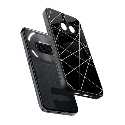 Geomatric Black sleek nothing phone 2a cover with tempered glass back and TPU edges