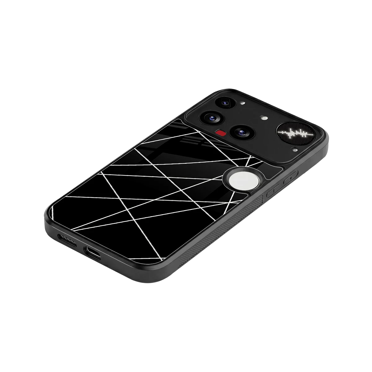 Geomatric Black stylish phone case for nothing phone 3 | glossy glass and slim fit