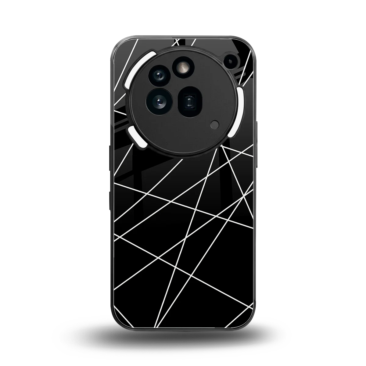 Geomatric Black back phone cover | glass case for nothing phone 3a pro