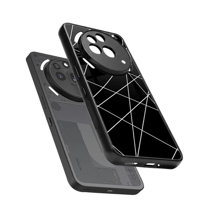 Geomatric Black sleek nothing phone 3a pro cover with tempered glass back and TPU edges