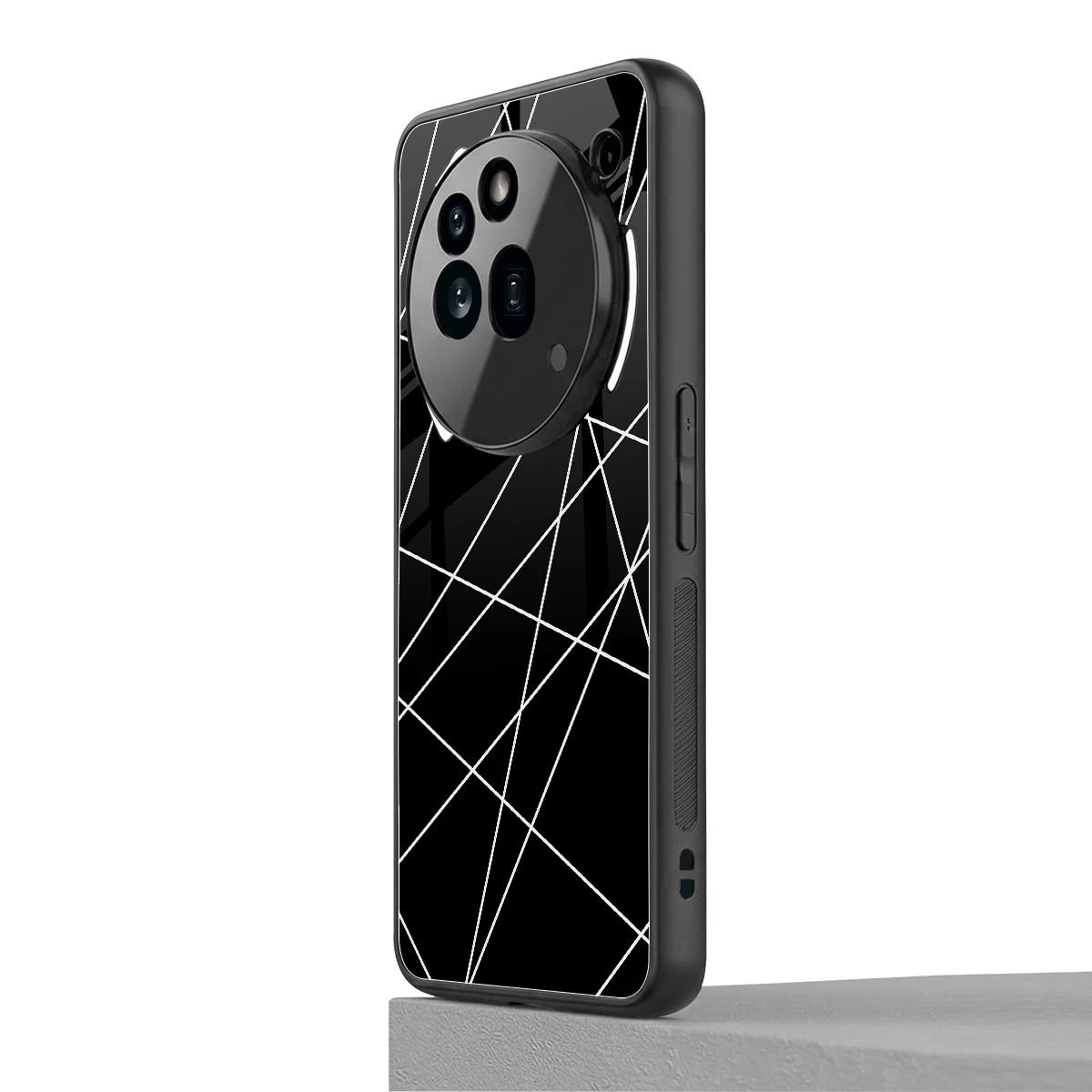 Geomatric Black nothing phone 3a pro mobile cover | shockproof glass phone case