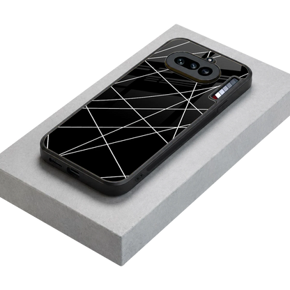 Geomatric Black stylish phone case for nothing phone 4a | glossy glass and slim fit