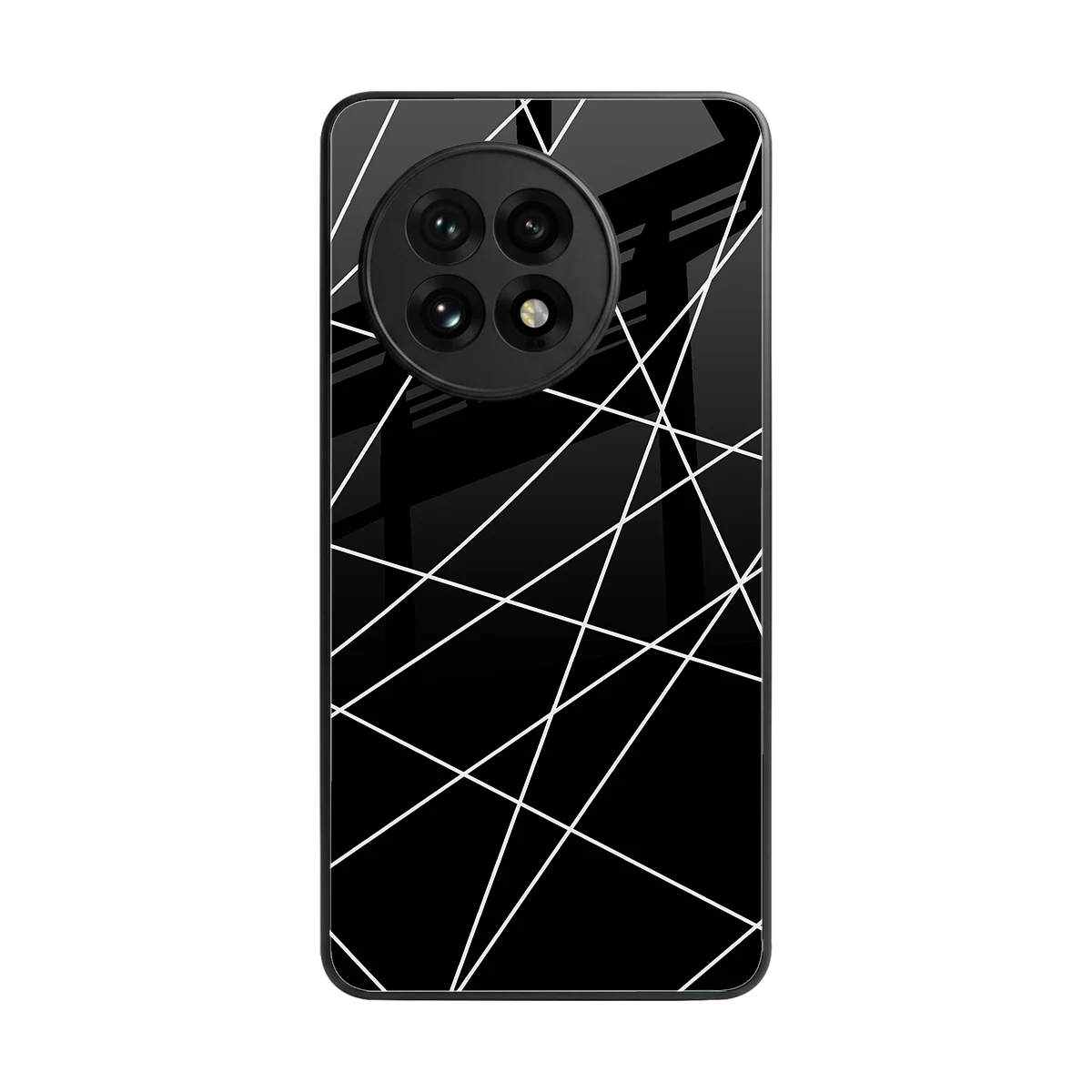 Geomatric Black back phone cover | glass case for oneplus 13r