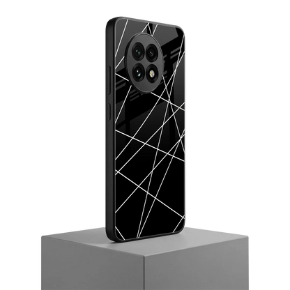 Geomatric Black oneplus 13r mobile cover | shockproof glass phone case