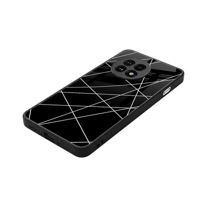 Geomatric Black stylish phone case for oneplus 13r | glossy glass and slim fit
