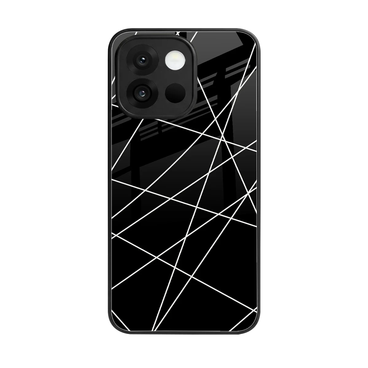 Geomatric Black back phone cover | glass case for oneplus 13s