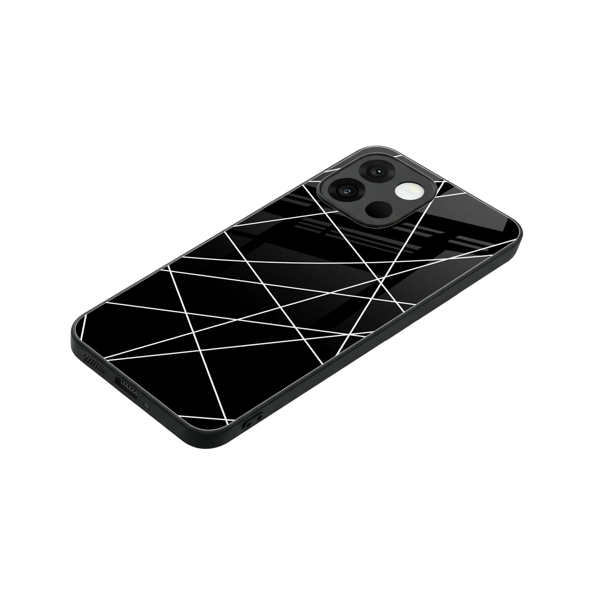 Geomatric Black stylish phone case for oneplus 13s | glossy glass and slim fit