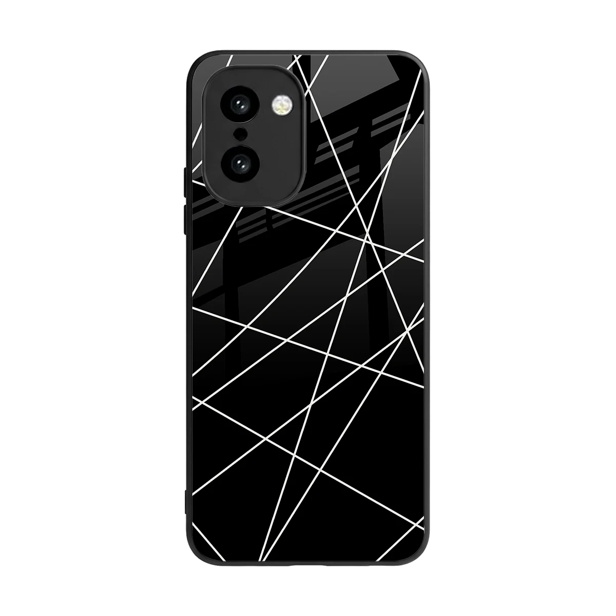 Geomatric Black back phone cover | glass case for oneplus 15r