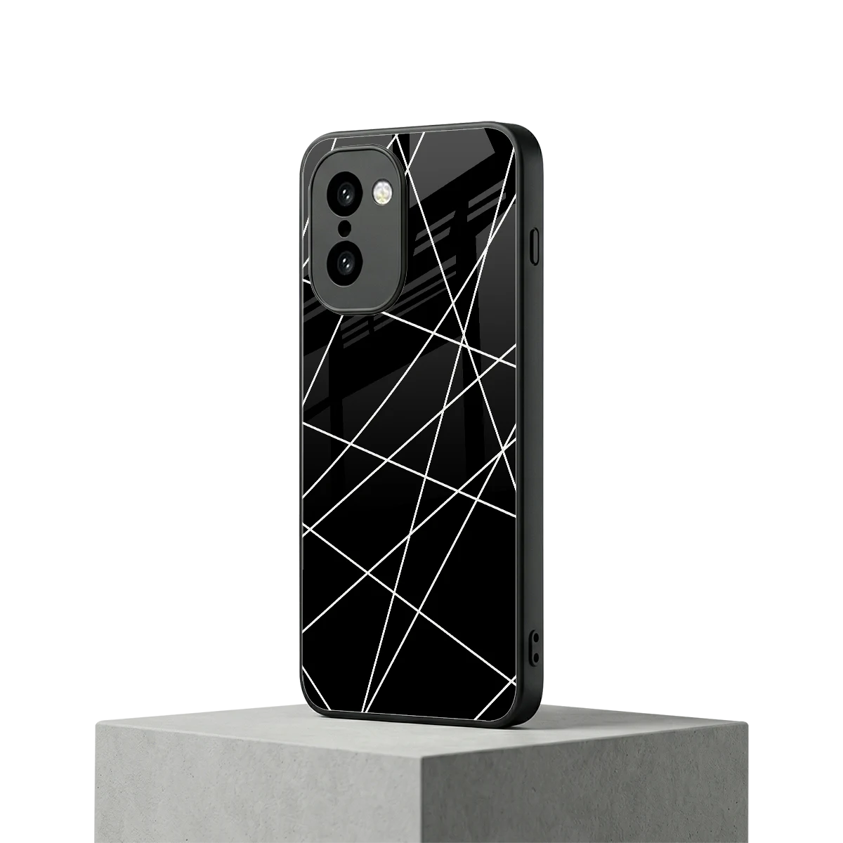 Geomatric Black oneplus 15r mobile cover | shockproof glass phone case