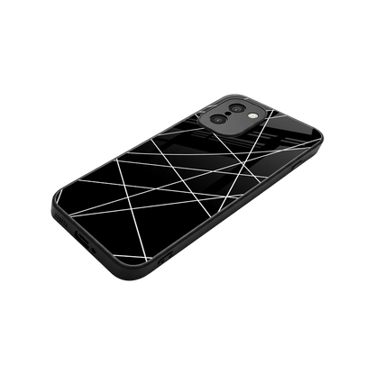 Geomatric Black stylish phone case for oneplus 15r | glossy glass and slim fit