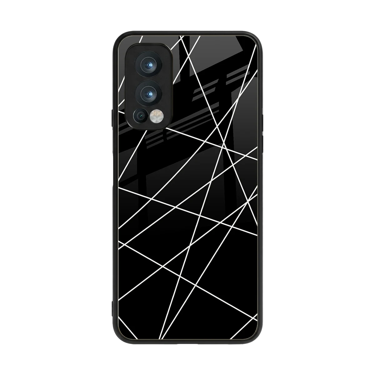 Geomatric Black back phone cover | glass case for oneplus nord 2