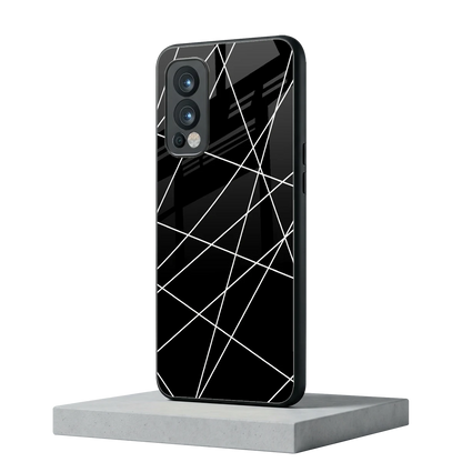 Geomatric Black oneplus nord 2 mobile cover | shockproof glass phone case