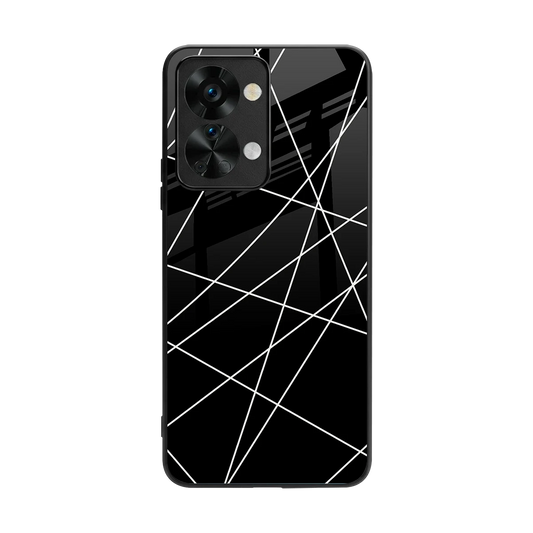Geomatric Black back phone cover | glass case for oneplus nord 2t