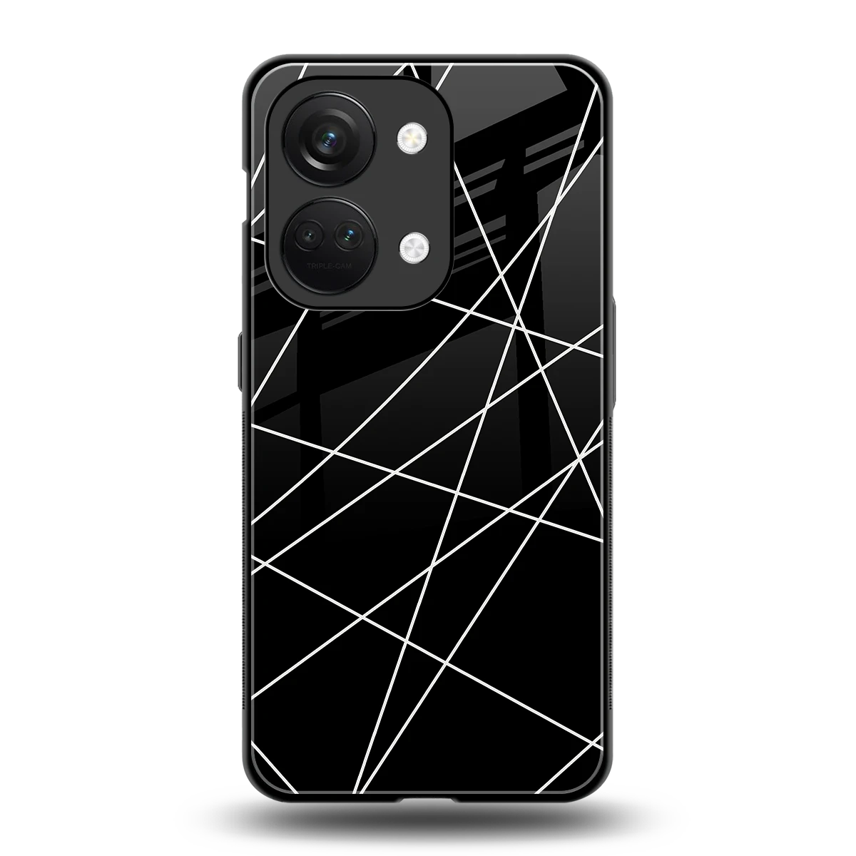 Geomatric Black back phone cover | glass case for oneplus nord 3