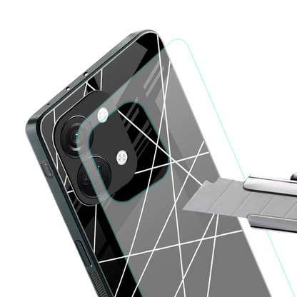 Geomatric Black stylish phone case for oneplus nord 3 | glossy glass and slim fit
