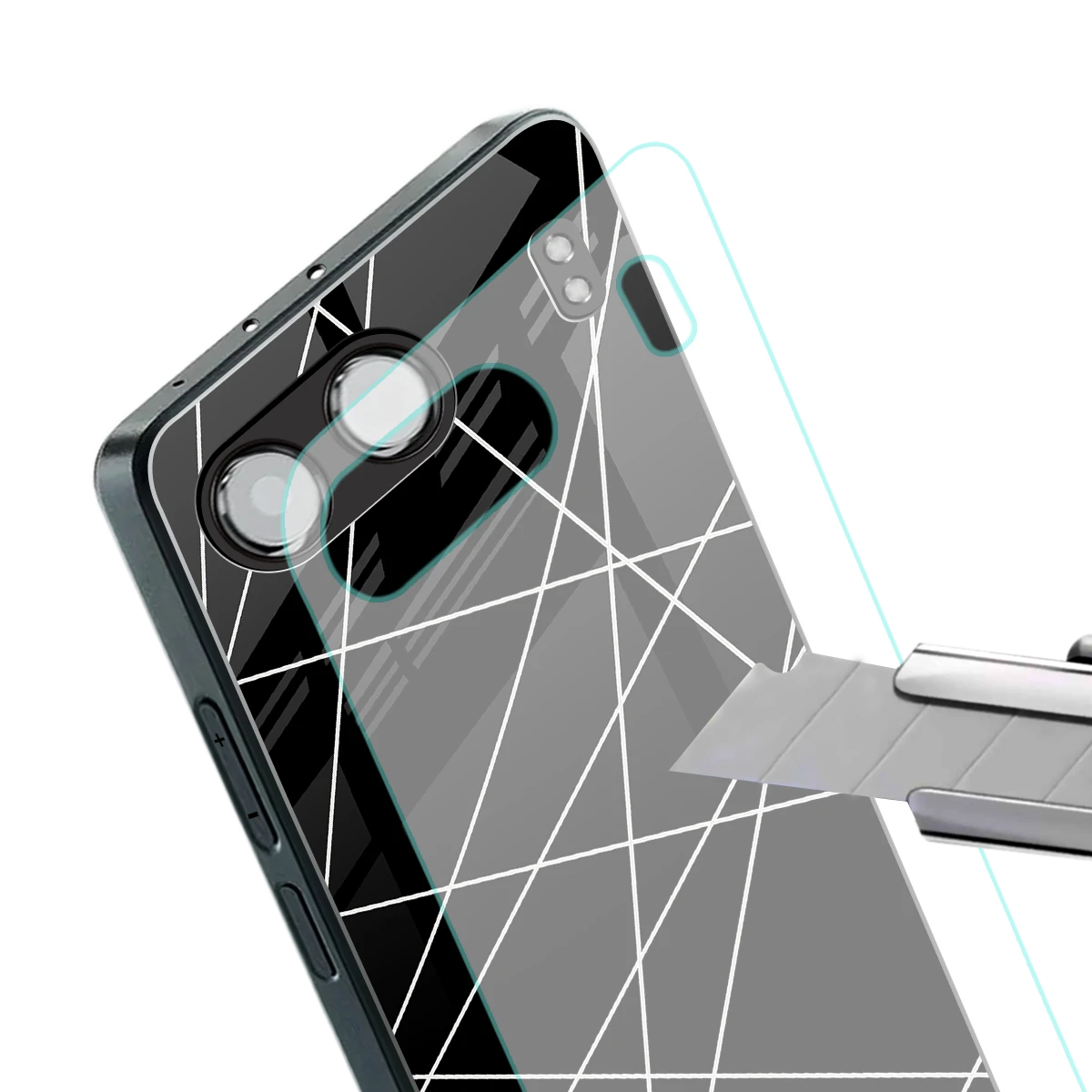 Geomatric Black stylish phone case for oneplus nord 4 | glossy glass and slim fit