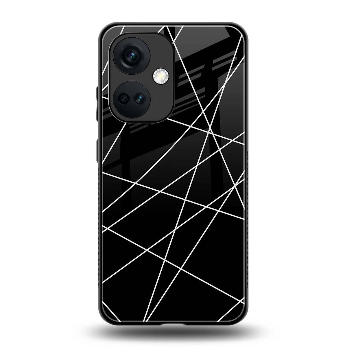 Geomatric Black back phone cover | glass case for oneplus nord ce 3