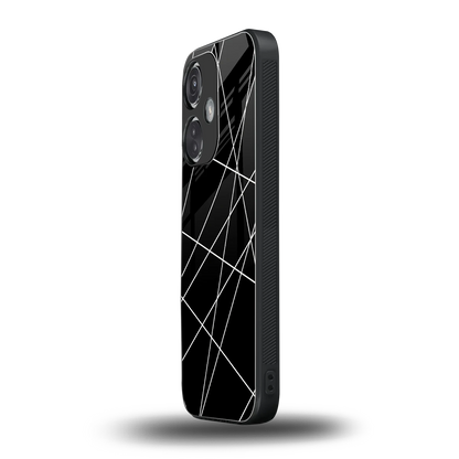 Geomatric Black oneplus nord ce 3 mobile cover | shockproof glass phone case