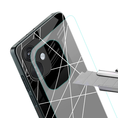 Geomatric Black stylish phone case for oneplus nord ce 3 | glossy glass and slim fit
