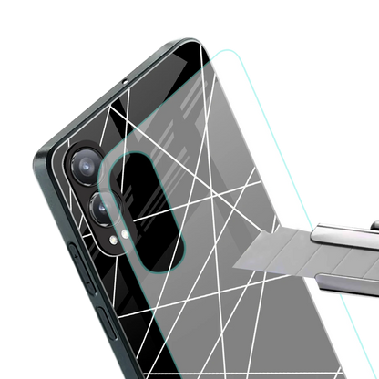 Geomatric Black stylish phone case for oneplus nord ce 4 lite | glossy glass and slim fit