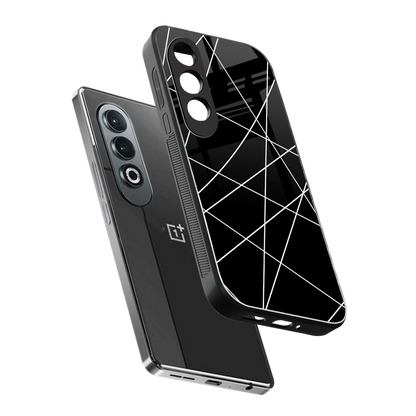 Geomatric Black sleek oneplus nord ce 4 cover with tempered glass back and TPU edges