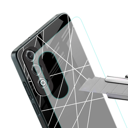 Geomatric Black stylish phone case for oneplus nord ce 4 | glossy glass and slim fit