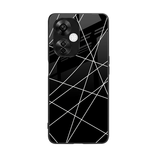 Geomatric Black back phone cover | glass case for oneplus nord ce 3 lite