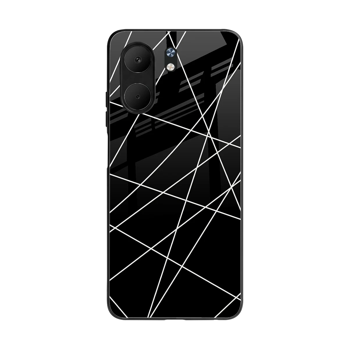 Geomatric Black back phone cover | glass case for oppo a5x 5g