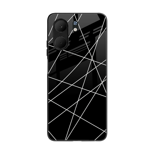 Geomatric Black back phone cover | glass case for oppo a5x 5g