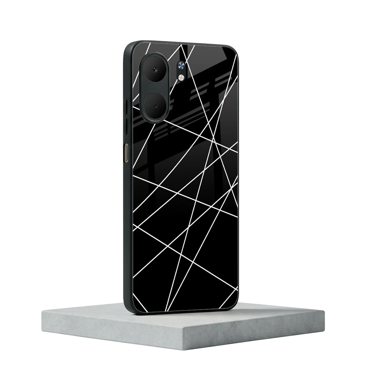 Geomatric Black oppo a5x 5g mobile cover | shockproof glass phone case