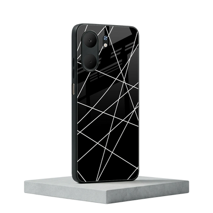 Geomatric Black oppo a5x 5g mobile cover | shockproof glass phone case