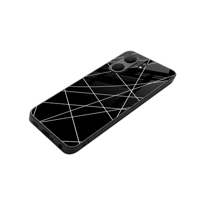 Geomatric Black stylish phone case for oppo a5x 5g | glossy glass and slim fit